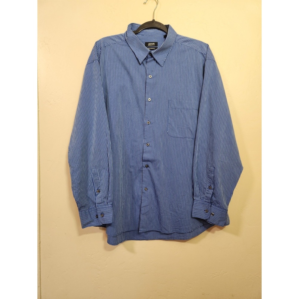 Alfani Performance Blue Striped Button Down Mens Size XXL